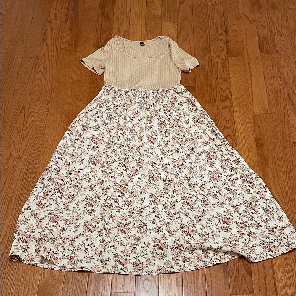 SHEIN Beige and Floral Maxi Dress